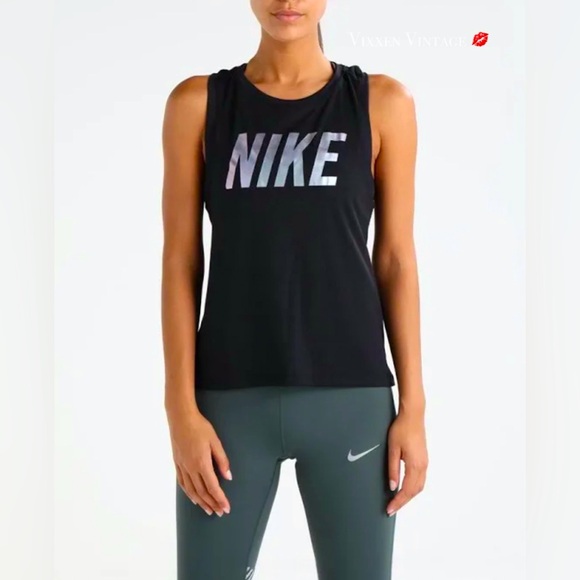 NIKE HOLOGRAPHIC MESH 'DRI-FIT MILER RUNNING TANK' IN BLACK - Picture 1 of 5